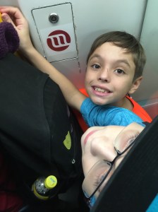 So packed on Line 13. The boys were squished behind someone's book bag.